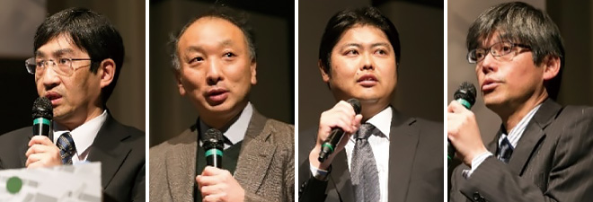 (from the left) Dr. YOKOYAMA Hiroyuki, Dr. YOSHINO Hitoshi, Mr. TAJIMA Yusuke, Dr. KITAO Koshiro